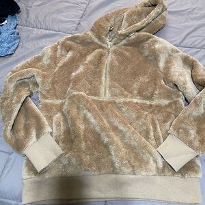 Old Navy Taupe Plush Half-Zip Hoodie